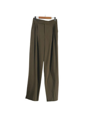 Zara loose fit trousers olive green pleated pants career business sz sm